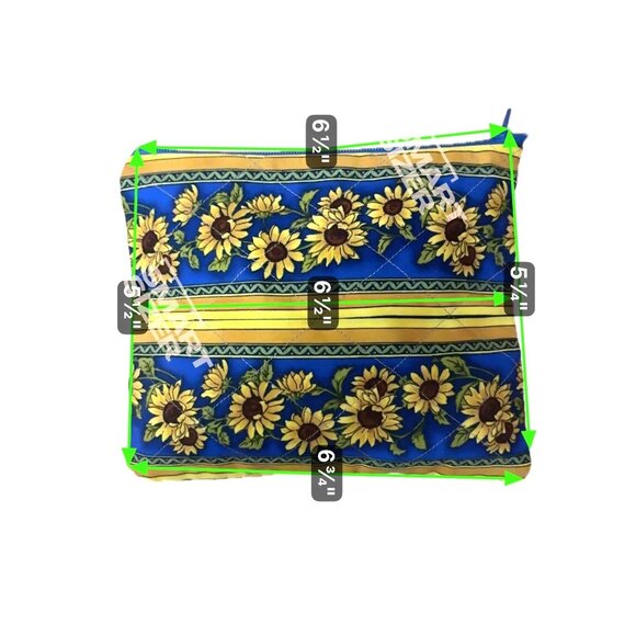 Like New Quilted Sunflower Print Shoulder Bag & Pouch Set Storage - Picture 6 of 11